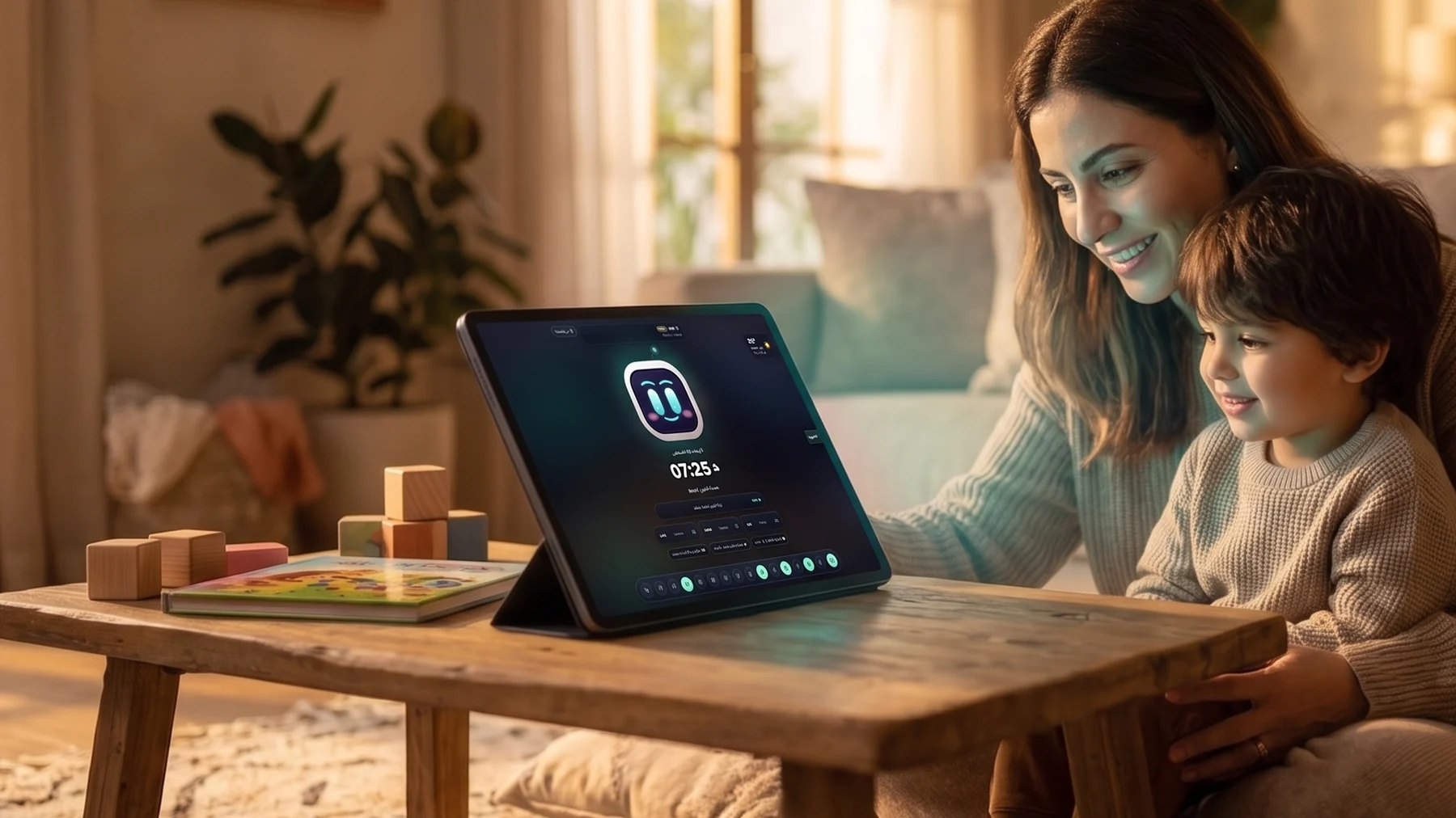 RIKI running on a tablet at home: one family memory across every device